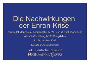 Dr. Stefan Schmidt (PwC Deutsche Revision, 11.12.2002)