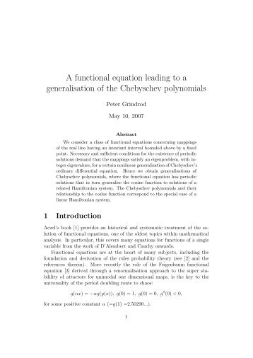 A functional equation leading to a generalisation of the Chebyschev ...