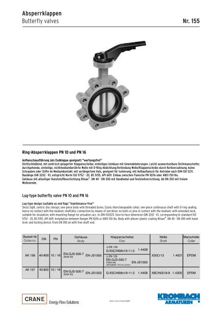 Absperrklappen Typ 155 - Krombach