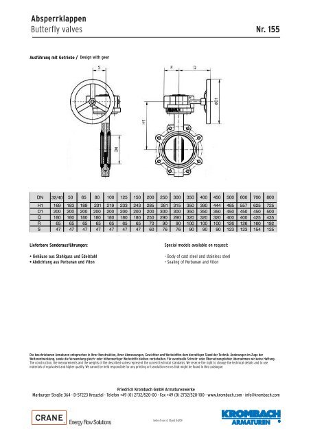Absperrklappen Typ 155 - Krombach