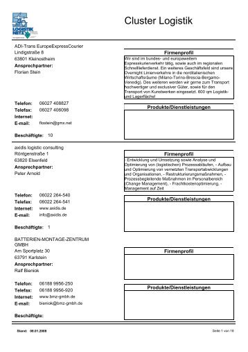 Cluster Logistik - Logistik Untermain