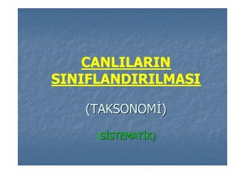 CANLILARIN SINIFLANDIRILMASI