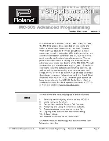 MC-505 Advanced Programming (PDF) - Roland UK