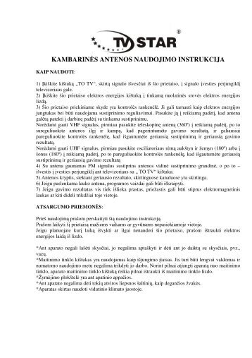 KAMBARINÃ„Â–S ANTENOS NAUDOJIMO INSTRUKCIJA - TV STAR