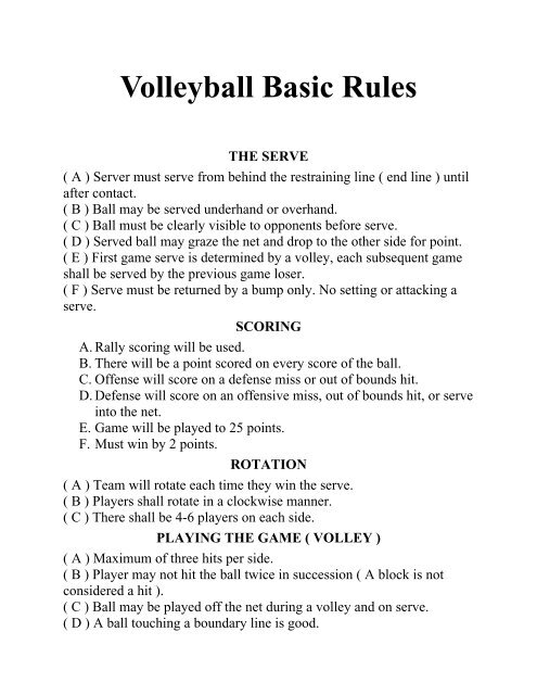 Latest Regulation Basic Volleyball Rules  And Regulations