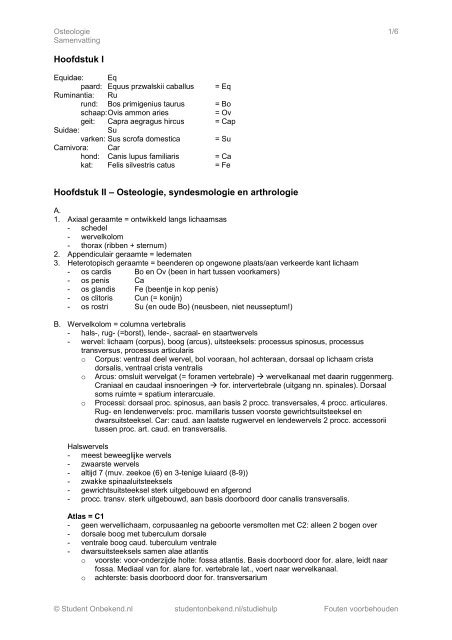 Osteologie, syndesmologie en arthrologie - Student Onbekend.nl