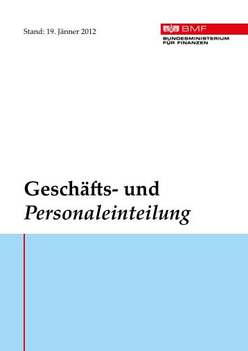 Geschäfts- und Personaleinteilung des BMF - Bundesministerium für ...