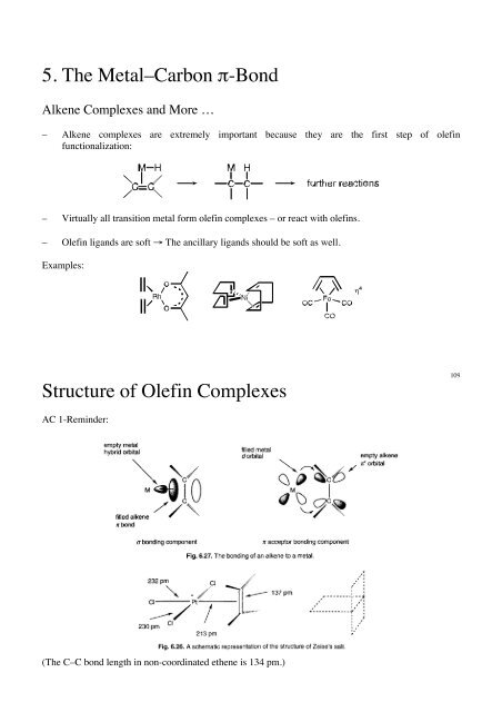 5 The Metala A A Carbon A A Bond Structure Of Olefin Complexes