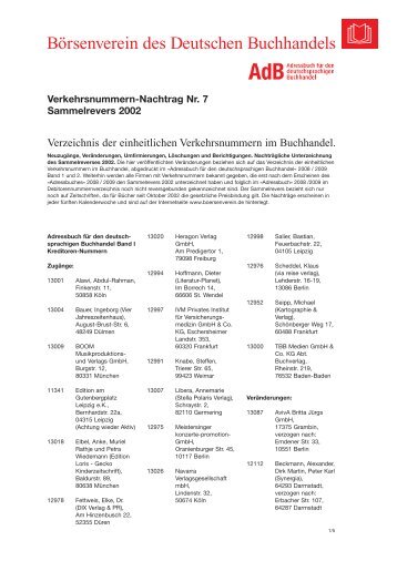 Verkehrsnummern-Nachtrag Nr. 7 Sammelrevers 2002