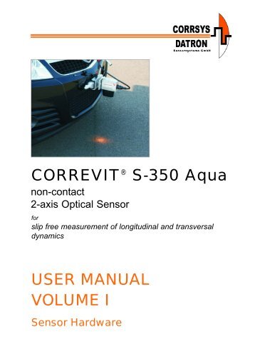 CORREVITÂ® S-350 Aqua USER MANUAL VOLUME I - Corrsys-Datron