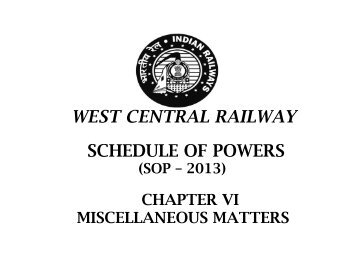 WEST CENTRAL RAILWAY SCHEDULE OF POWERS