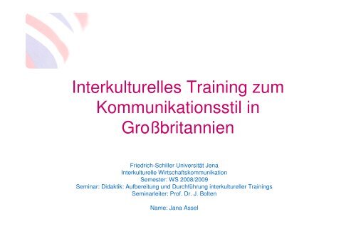 PrÃ¤sentation zur Trainingssequenz - Interkulturelle Kompetenz online