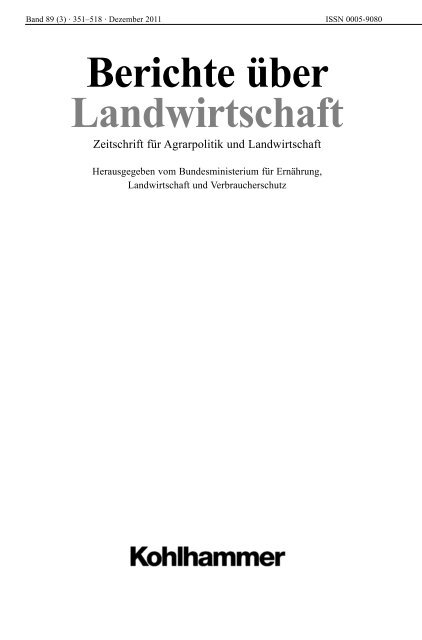 Berichte über Landwirtschaft - Bundesministerium für Ernährung ...