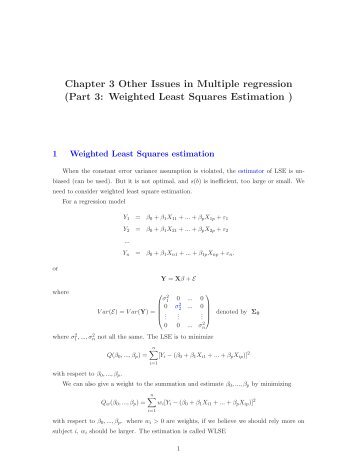 Chapter 3 Other Issues in Multiple regression (Part 3: Weighted ...