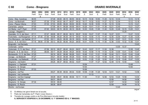 C 60 Como - Bregnano ORARIO INVERNALE - SPT Linea S.r.l.