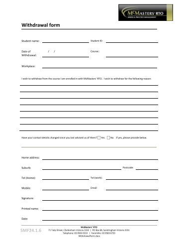 Withdrawal form