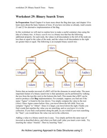 Worksheet 29: Binary Search Trees - Classes