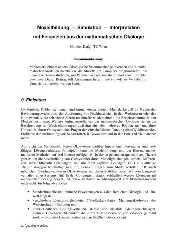 Interpretation mit Beispielen aus der mathematischen Ãkologie