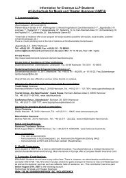 Information for Erasmus LLP Students at Hochschule fÃ¼r Musik und ...