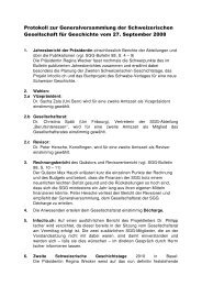 Protokoll - Schweizerische Gesellschaft fÃ¼r Geschichte