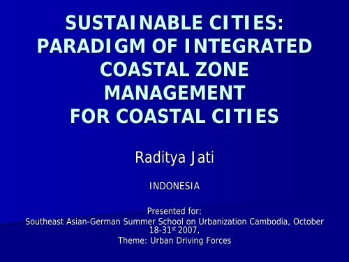 SUSTAINABLE CITIES: PARADIGM OF INTEGRATED COASTAL ZONE MANAGEMENT ...