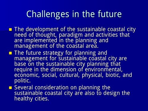 SUSTAINABLE CITIES: PARADIGM OF INTEGRATED COASTAL ZONE MANAGEMENT ...