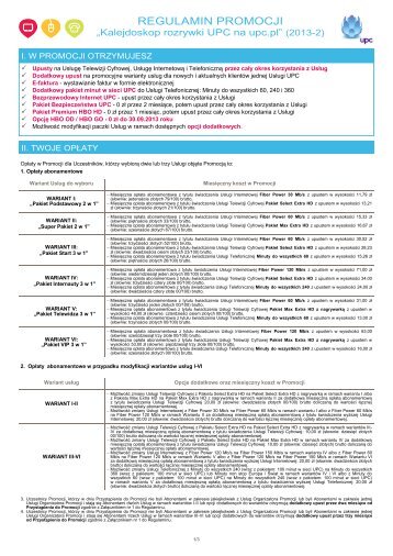 REGULAMIN PROMOCJI - UPC Polska