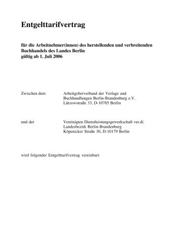 Entgelttarifvertrag für die Arbeitnehmer(innen) des herstellenden und