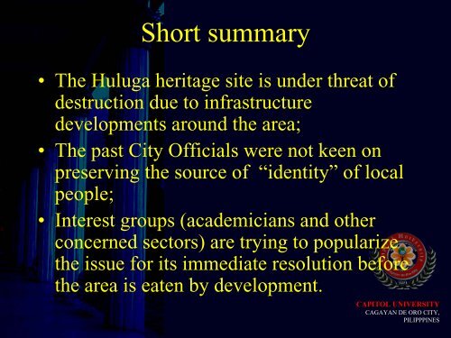 CONFLICTING LAWS AND PARADIGMS: THE CASE OF HULUGA HERITAGE SITE ...