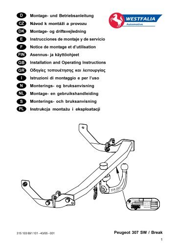 Peugeot 307 SW / Break D Montage- und ... - Bertelshofer