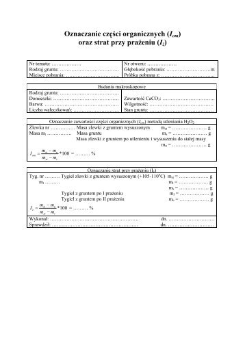 Oznaczanie części organicznych (Iom) oraz strat przy pra eniu (I )