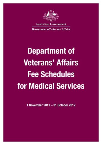 Department of Veterans' Affairs Fee Schedules for Medical Services