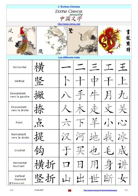 L Ecriture Chinoise Http Www Ramou Net Les Differents Traits L Ecriture Chinoise Http Www Ramou Net Les Differents Traits