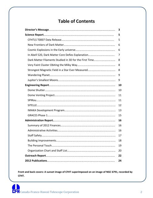 2012 CFHT Annual Report - Canada France Hawaii Telescope ...