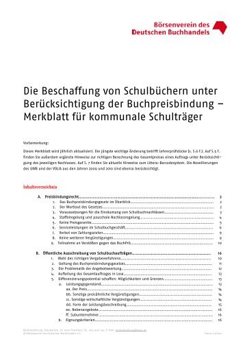 Merkblatt für kommunale Schulträger - Börsenverein des Deutschen ...