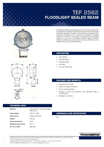 tef 2562 floodlight sealed beam - Tranberg