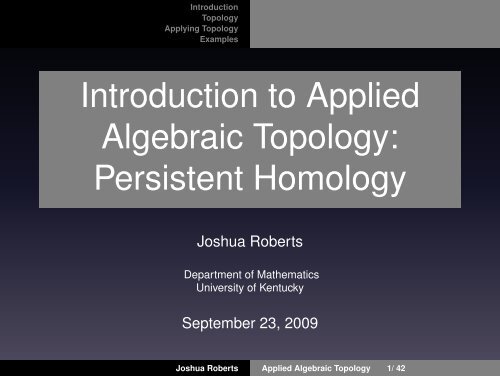 Introduction to Applied Algebraic Topology: Persistent Homology