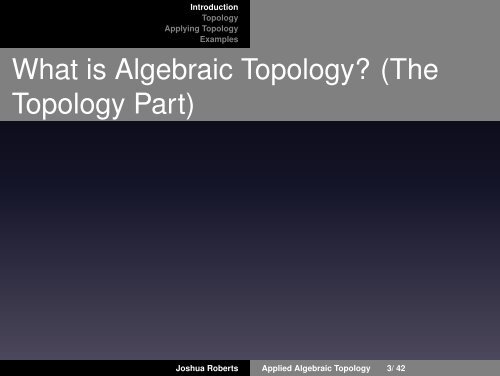 Introduction to Applied Algebraic Topology: Persistent Homology