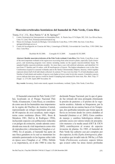 Macroinvertebrados bentÃ³nicos del humedal de Palo ... - SciELO