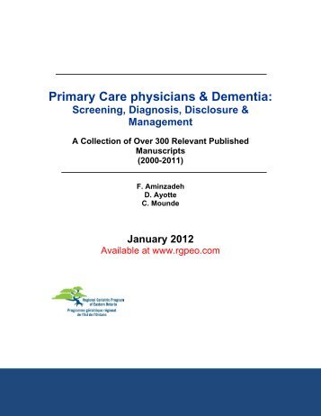 Primary Care Physicians & Dementia - Regional Geriatric Program ...