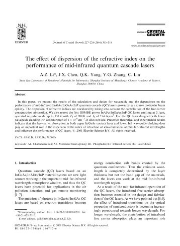 The effect of dispersion of the refractive index on the performance of ...