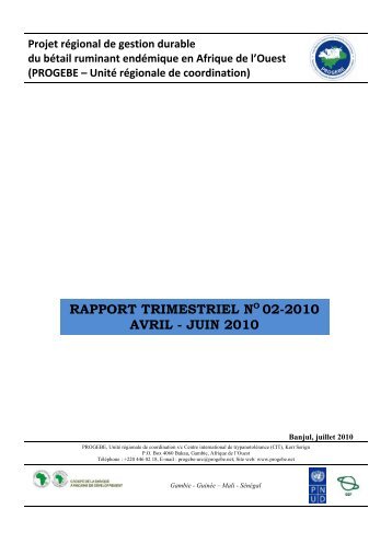 RAPPORT TRIMESTRIEL NO 02-2010 AVRIL - JUIN ... - PROGEBE