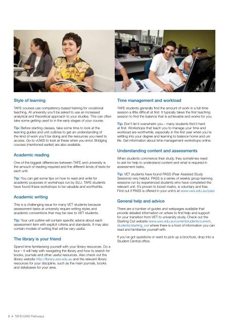 TAFE/UWS Pathways Guide - University of Western Sydney