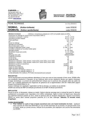 Fiche technique (pdf) - Carver S.r.l.