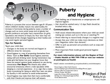 Puberty and Hygiene - Region of Peel