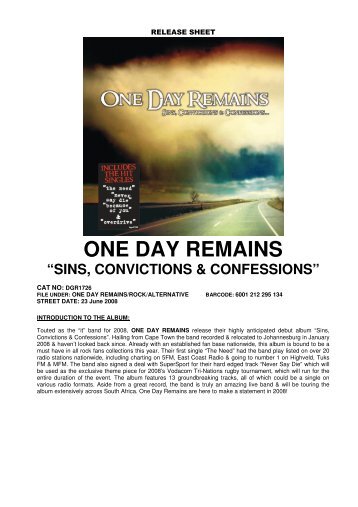 ONE DAY REMAINS - David Gresham Records