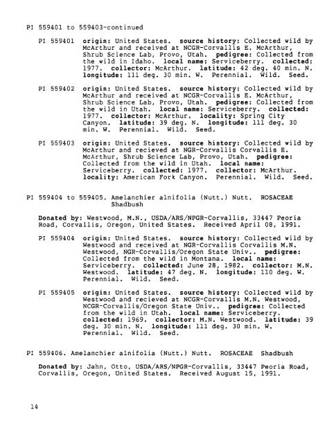 Plant Inventory No. 201, Part 1 - The Germplasm Resources ...