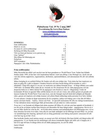 PsittaScene Vol. 19 Nr 2 maj 2007 - World Parrot Trust