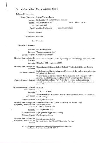 Curriculum vitae - USAMV Cluj-Napoca