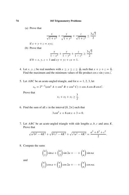 103 Trigonometry Problems